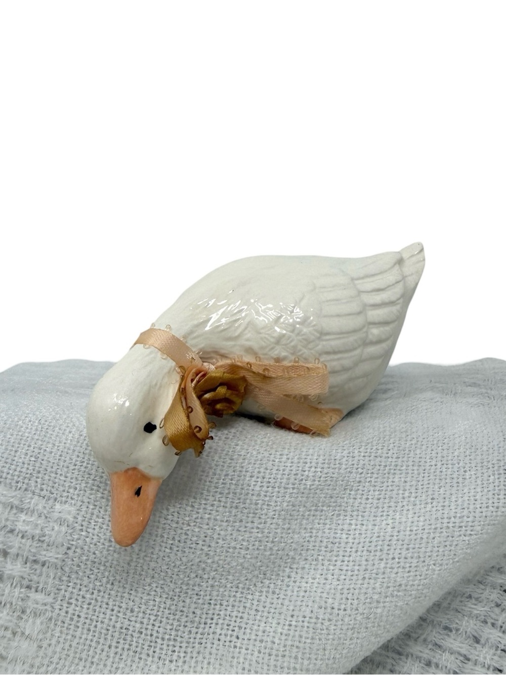 Vintage Ceramic Country White Duck Small Figurine Shelf-Sitter